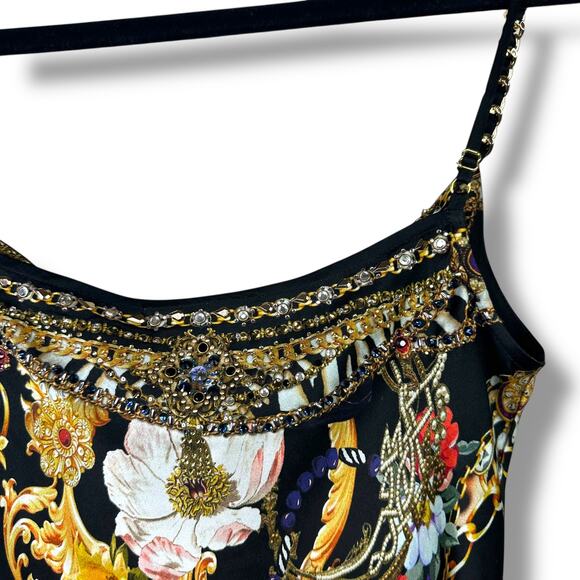 CAMILLA A Night In The 90s Short Bias Silk Crystal Cowl Neckline Slip Mini Dress - Picture 13 of 16